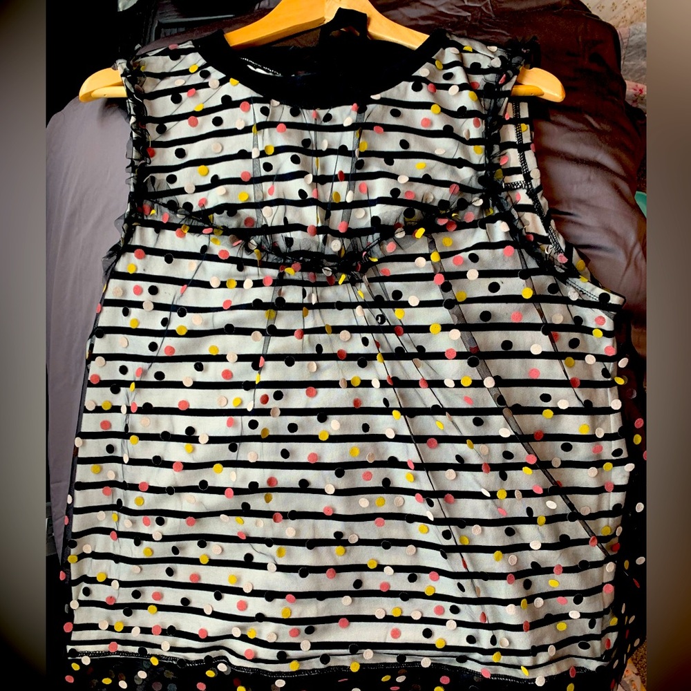 Maeve Anthropologie contrast dotted tank.